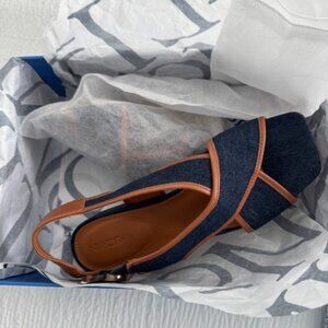 J McLaughlin Size 7 Jessamine DK Indigo Brown 0221451022 sandals.